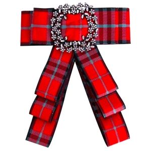 Red Plaid Bow Tie